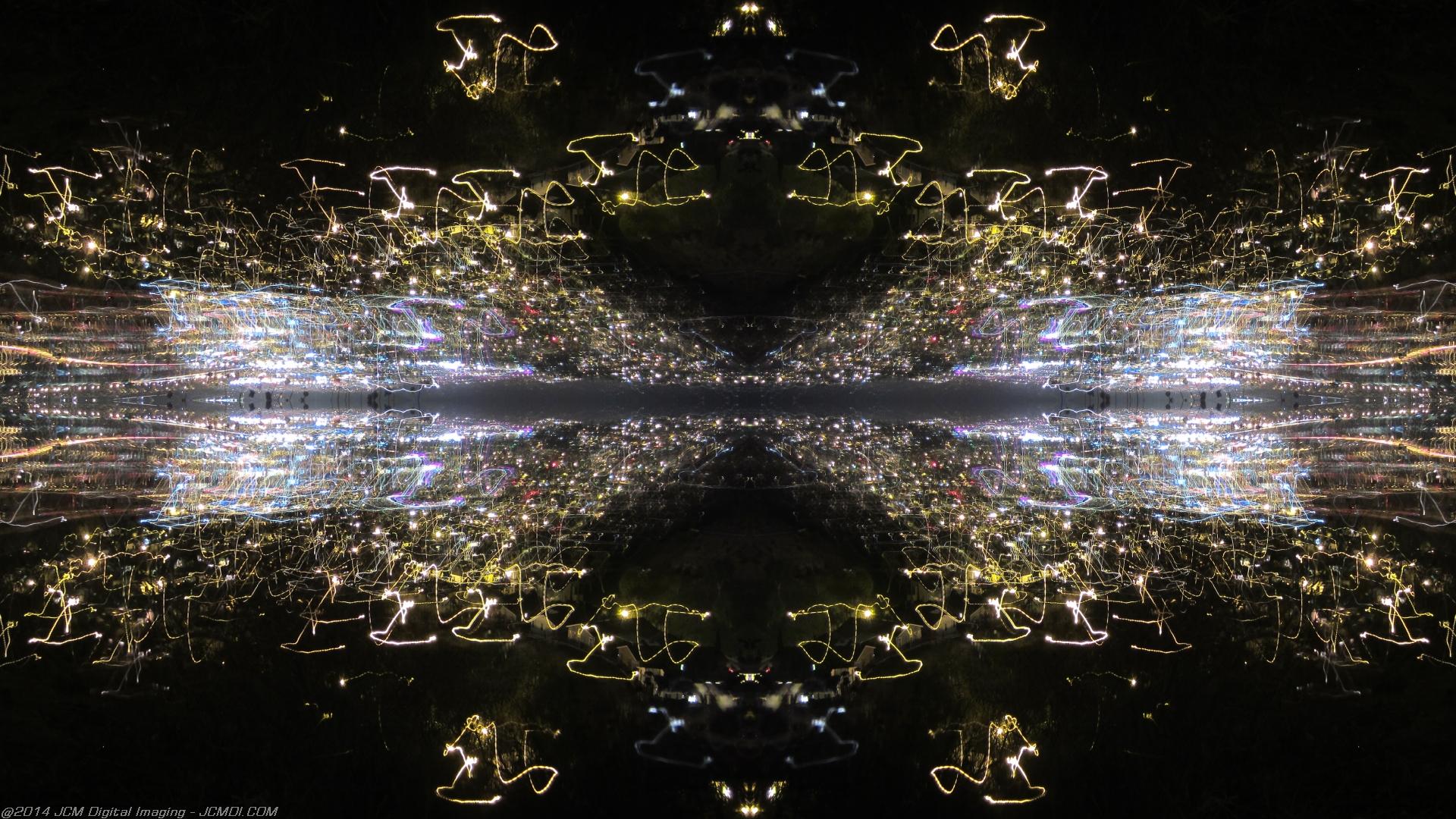 Abstract quadroscopic artwork made from long exposure night images